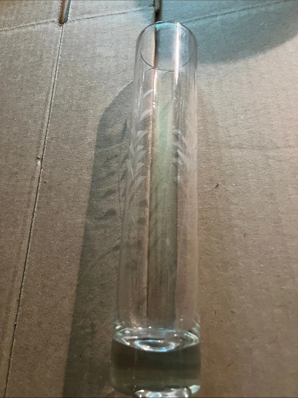Clear Etched Glass Bud Vase - Home Accents 7 7/8 inch